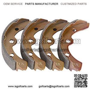 Golf Cart Rear Brake Shoes for Club Car DS & Carryall (Manual Adjust) 1981-1994# 101146302, 1011296, 1011433, Set of 4 (4-Long)