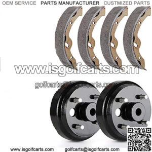 Golf Cart Brake Maintenance Kit for 1996-2008 Electric EZGO TXT,Include Brake Drums & Brake Shoes, OEM# 19186G1, 70794G01, 70795G01