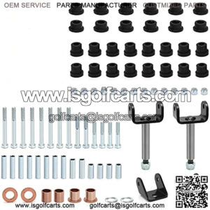Golf Cart Front and Rear End Repair Kit fit Club Car DS 1992-Up Gas & Electric Models with Kingpins/Delta A arm bushings/Front & Rear Leaf Spring Bushings and Bolts/Clevis