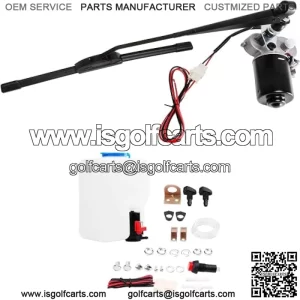 Universal 12V 110 Degree Electric UTV Windshield Wiper Motor Kit with Windshield Washer Pump Kit Fit for Polaris Ranger RZR Kawasaki Honda Pioneer Golf Cart Arm/Blade Size:15.7"/17.7"