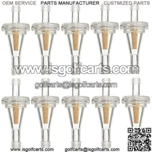 10pcs Clear Gas Inline Fuel Filter for Golf Cart Kawasaki John Deere EZGO