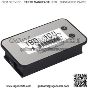 Waterproof Battery Monitor12v 24v 36v 48v 60v 72v ,Car Motorcycle Golf cart Battery Meter Digital Battery Capacity Remaining Capacity Percentage Tester with Buzzer Alarm and Temperature(White)