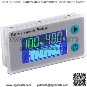 Battery Meter, DROK 48V Digital Battery Remaining Capacity Percentage Level Voltage Temperature Monitor Tester, 10-100V 12V 36V 24V 48Volt Electric Boat Battery Power Analyzer