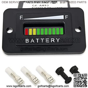 48V Battery Indicator, 48V Battery Meter, 48V Battery Fuel Gauge Indicator, 48V Battery Indicator, 48v Battery Gauge for Golf Cart Club Car EZGO Yamaha 48 Volt LED Battery Gauge Meter