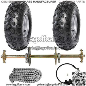 1" Steel Live Axle with 19x7-8 Tubeless Wheels Tires Rim and Chain Sprocket Brake Master Cylinder for Go Kart Quad Trike Golf Carts
