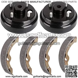 Golf Cart Brake Maintenance Kit for 1996-2008 Electric EZGO TXT,Include Brake Drums & Brake Shoes# 19186G1, 70794G01, 70795G01