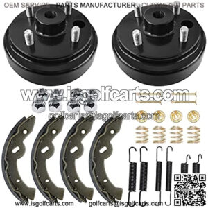Golf Cart Brake Maintenance Kit for 1997-2008 Electric Vehicles EZGO TXT, Includes Brake Drums Brake Shoes & EZGO Bendix Brake Shoes Spring Kits OEM# 19186G1 70794G01 70795G01 (NOT FIT Gas Models)