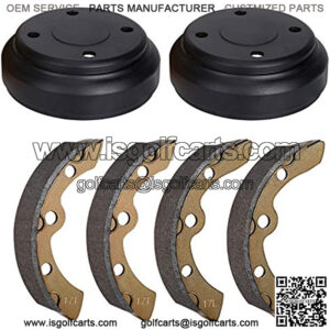 Golf Cart Brake Drums & Brake Shoes Kit for Club Car DS and Precedent 1995-up, Replace OEM 101791101 1018232-01 10603