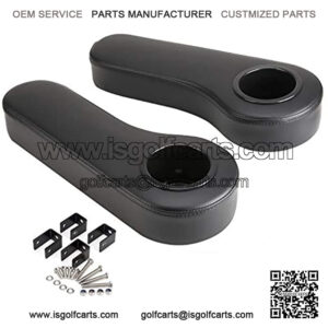Universal Golf Cart Rear Seat Armrest with Cup Holder for Club Car Yamaha, No Drilling Required, Set of 2