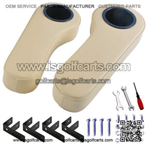 Golf Cart Armrest with Cup Holder for Club Car Yamaha - Upgrade Support Frame/No Drilling Required - Black/Beige/Gray