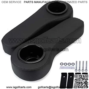 2PCS Rear Black Armrest Cushion with Holder Cup Replacement for Club Car,Yamaha,Golf Cart