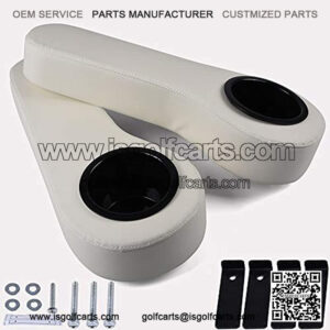 2PCS Rear Armrest Cushion with Cup Holder Compatible for Club Car,Yamaha,Golf Cart White
