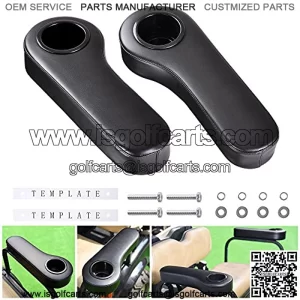 2pcs Universal Golf Cart Armrest Cushion with Cup Holder PU Covered Compatible with Club Car Rear Seats Accessories
