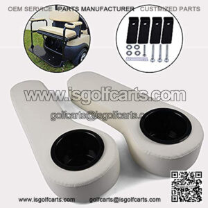 Universal Golf Cart Side Rear Armrest Cushion with Cup Holder Fits Most EZGO, Club Car, Yamaha and Other Golf Cart Models in White