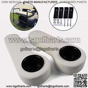 G-PLUS Universal Golf Cart Side Rear Armrest Cushion with Cup Holder Fits Most EZGO, Club Car, Yamaha and Other Golf Cart Models in White