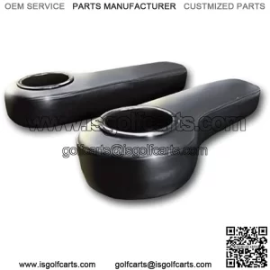Golf Cart Rear Seat Armrest Cushion with Cup Holder (Set of 2)