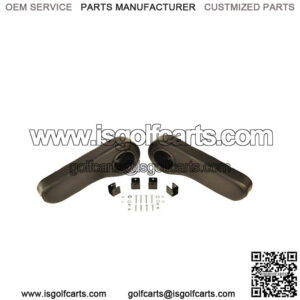 Black Golf Cart Rear Seat Arm Rests w/ Cup Holders- No Drilling Required!!!