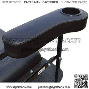 2X Beige/Black Rear Seat Arm Rests with Cup Holder for Club Car, Yamaha, EZGO TXT Golf Carts for an Upgraded Support Frame- Can be Installed by Drilling or Non-Drilling Brackets
