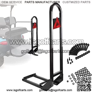 Golf Cart Universal Rear Seat Safety Grab Bar Fits Yamaha, EZGO, Club Car, Rear Hand Rail with Safety Triangles Red Directive Design