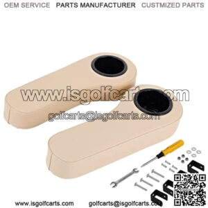 Golf Cart Armrest with Cup Holder for Rear Seat Kit for Club Car EZGO Yamaha No Drilling Required Kits Include - Black/Beige/Gray