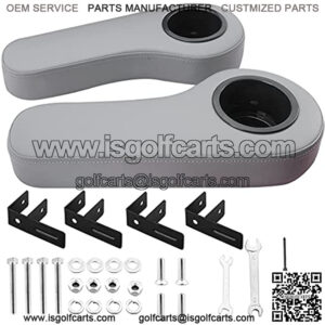 Golf Cart Armrest with Cup Holder for EZGO Club Car Yamaha - Upgrade Support Frame/No Drilling Required/Prevent Tilting/Better Load Bearing