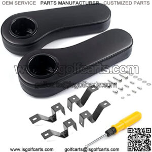 Golf Cart Armrest with Cup Holder Stainless Steel Support Frame No Drilling for Club Car EzGo Yamaha Rear Seat Kit