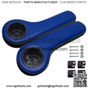 Padded Rear Seat Armrest with Cup Holder - Black/Blue - for Golf Cart