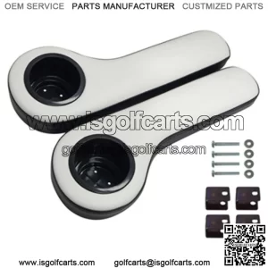 Padded Rear Seat Armrest with Cup Holder - Black/White - for Golf Cart