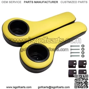 Padded Rear Seat Armrest with Cup Holder - Black/Yellow - for Golf Cart