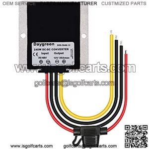 DC DC 48V Step Down to DC 12V 20A Buck Converter 36V to 12V Voltage Regulator Reducer for Golf Cart Club Car