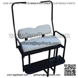 Performance Plus Carts Club Car DS Golf Cart Flip Folding Rear Back Seat Kit Diamond Plate - Off White