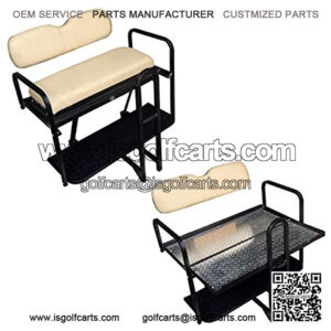 Performance Plus Carts Club Car Precedent Golf Cart Flip Folding Rear Back Seat Kit - Buff Seats
