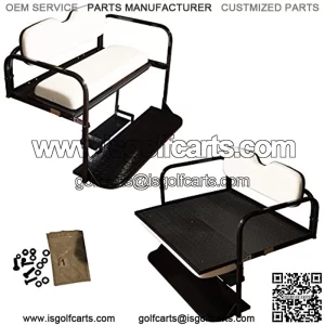 Performance Plus Carts Club Car Precedent Golf Cart Flip Folding Rear Back Seat Kit - Off White Cushions