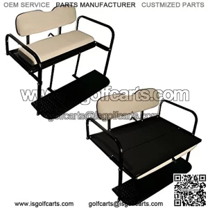 Performance Plus Carts TXT Golf Cart Rear Flip Folding Back Seat Kit, 1995 and Up - All Factory Colors (Oyster White Cushions)