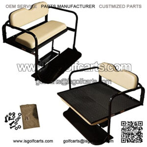 Performance Plus Carts Club Car Precedent Golf Cart Flip Folding Rear Back Seat Kit - Buff Cushions