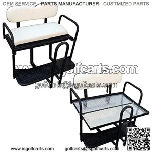 Performance Plus Carts Rear Flip Seat Kit for TXT/Medalist/PDS Model Golf Cart - Oyster White Cushions