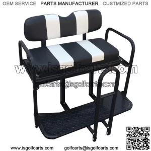 Rear Seat Flip Seat Kit - Black & White Two Tone (w/ Front Seat Cover + FREE Grab Bar)
