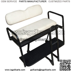 Precedent Golf Cart Rear Seat Kit - WHITE (Flip Seat w/ Cargo Bed & Free Grab Bar)