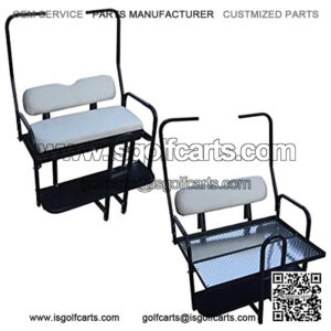 Performance Plus Carts Club Car DS Golf Cart Folding Rear Back Seat Kit Diamond Plate - Off White
