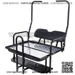 Folding Rear Back Seat Kit Compatible with 1982-2000.5 Club Car DS Golf Cart W/Free Grab Bar & Roof Support