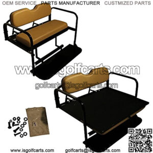 Performance Plus Carts TXT Golf Cart Folding Rear Back Seat Kit - Tan Cushions