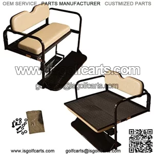 Performance Plus Carts Golf Cart Folding Rear Back Seat Kit - Stone Cushions