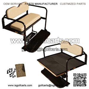 Performance Plus Carts TXT Golf Cart Rear Folding Back Seat Kit, 1995 and Up - Factory Tan Cushions
