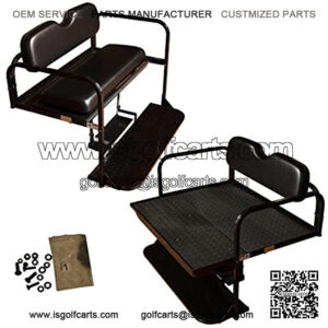 Performance Plus Carts Golf Cart Folding Rear Back Seat Kit - Black Cushions