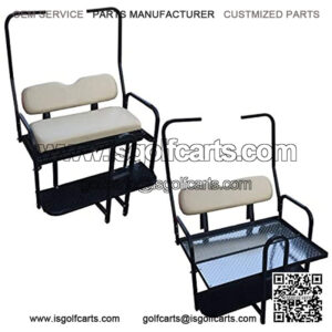Performance Plus Carts Golf Cart Rear Flip Back Seat Kit for 1982-2000.5 - Factory Buff - Light Tan