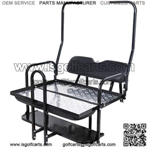 Flip Folding Rear Back Flip Seat Kit Compatible with 1982-2000.5 Club Car DS Golf Cart W/Free Grab Bar & Roof Support
