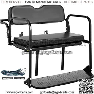 Golf Cart Rear Seat, Club Car Rear Seat Compatible with EZGO TXT & TXT48 1994+, Heavy Duty Golf Cart Back Seat 1102 lbs Capacity, Golf Cart Flip Folding Rear Back Seat Kit Steel Frame - Tan