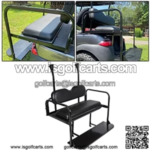 Golf Cart Flip Rear Black Seat Kit Fold Down Back Seat for 2004 and Up Club Car Precedent Gas or Electric Models - You Will Receive (2) Packages