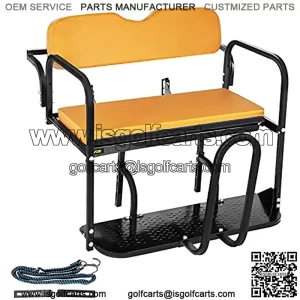 Golf Cart Rear Seat, Club Car Rear Seat for EZGO TXT 1995-2013 Gas or Electric, Tan Golf Cart Back Seat 1102 lbs Capacity, Heavy Duty Steel Golf Cart Flip Folding Rear Back Seat Kit w/Grab Bar