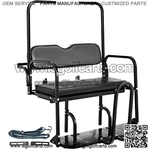 Golf Cart Rear Seat, Club Car Rear Seat for Club Car DS 1982-2000.5, Heavy Duty Golf Cart Back Seat 1102 lbs Weight Capacity, Black Steel Frame Golf Cart Flip Folding Rear Back Seat Kit